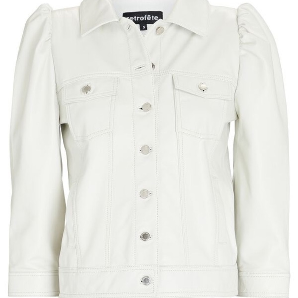 Retrofête white leather jacket